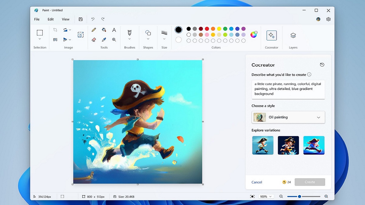 هوش مصنوعی Cocreator به پینت اضافه شد