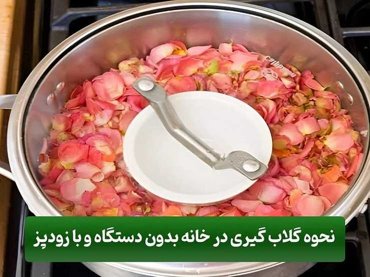 نحوه گلاب گیری در خانه بدون دستگاه و با زودپز در 5 مرحله